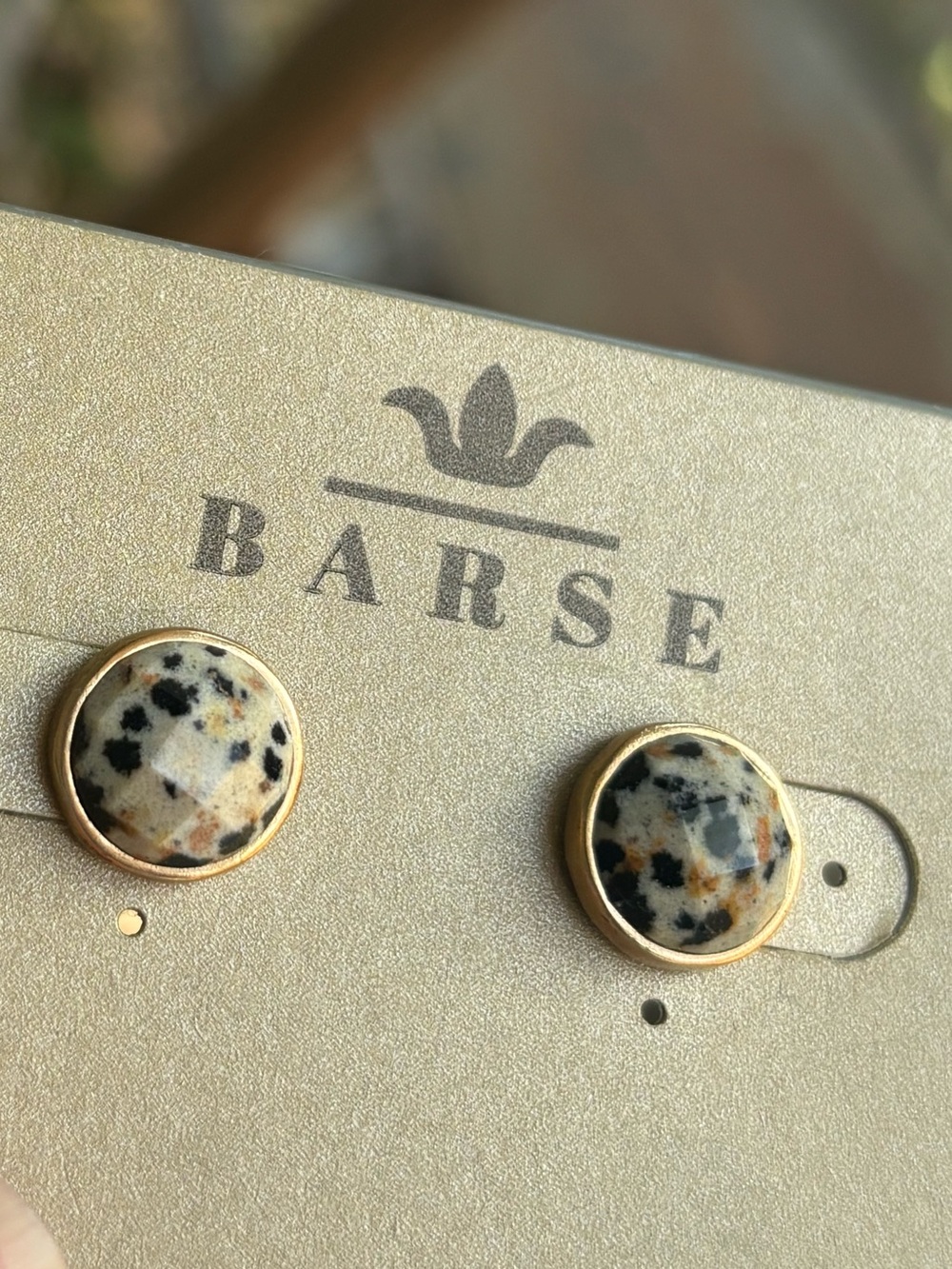 Barse Dalmation Jasper Stud Earrings